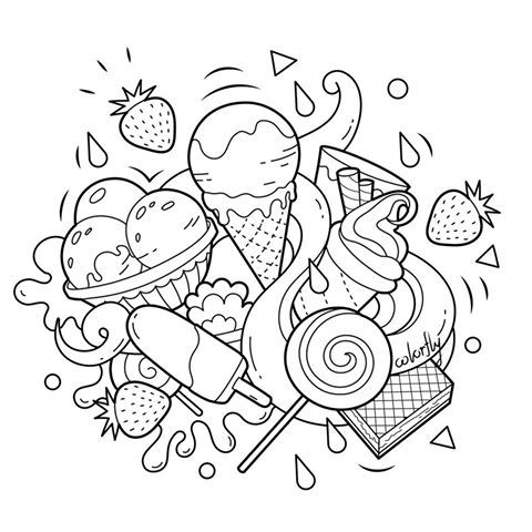 Its time for some sweet treat enjoy the icecream and waffle by coloring them upððð cute coloring pages coloring book art doodle coloring