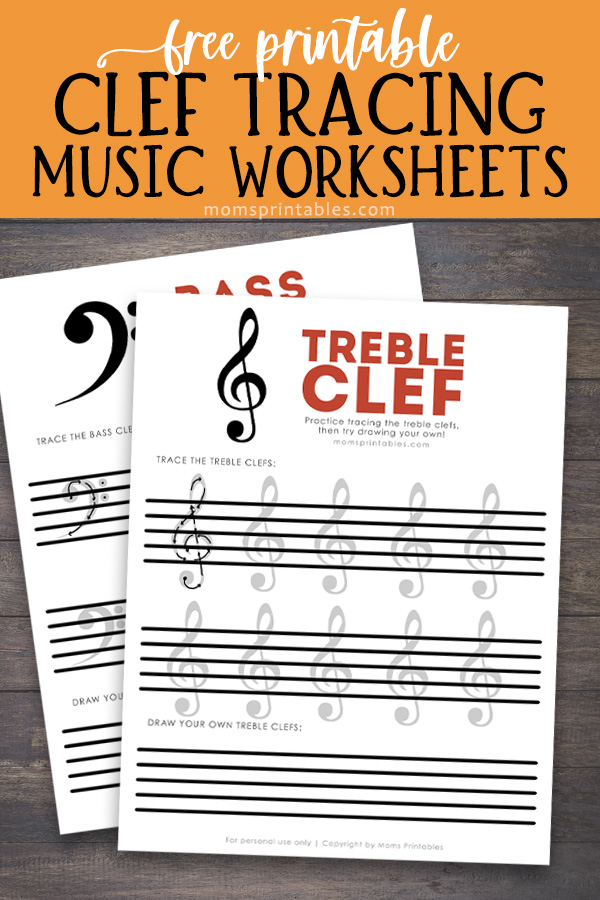 Treble and bass clef tracing worksheets