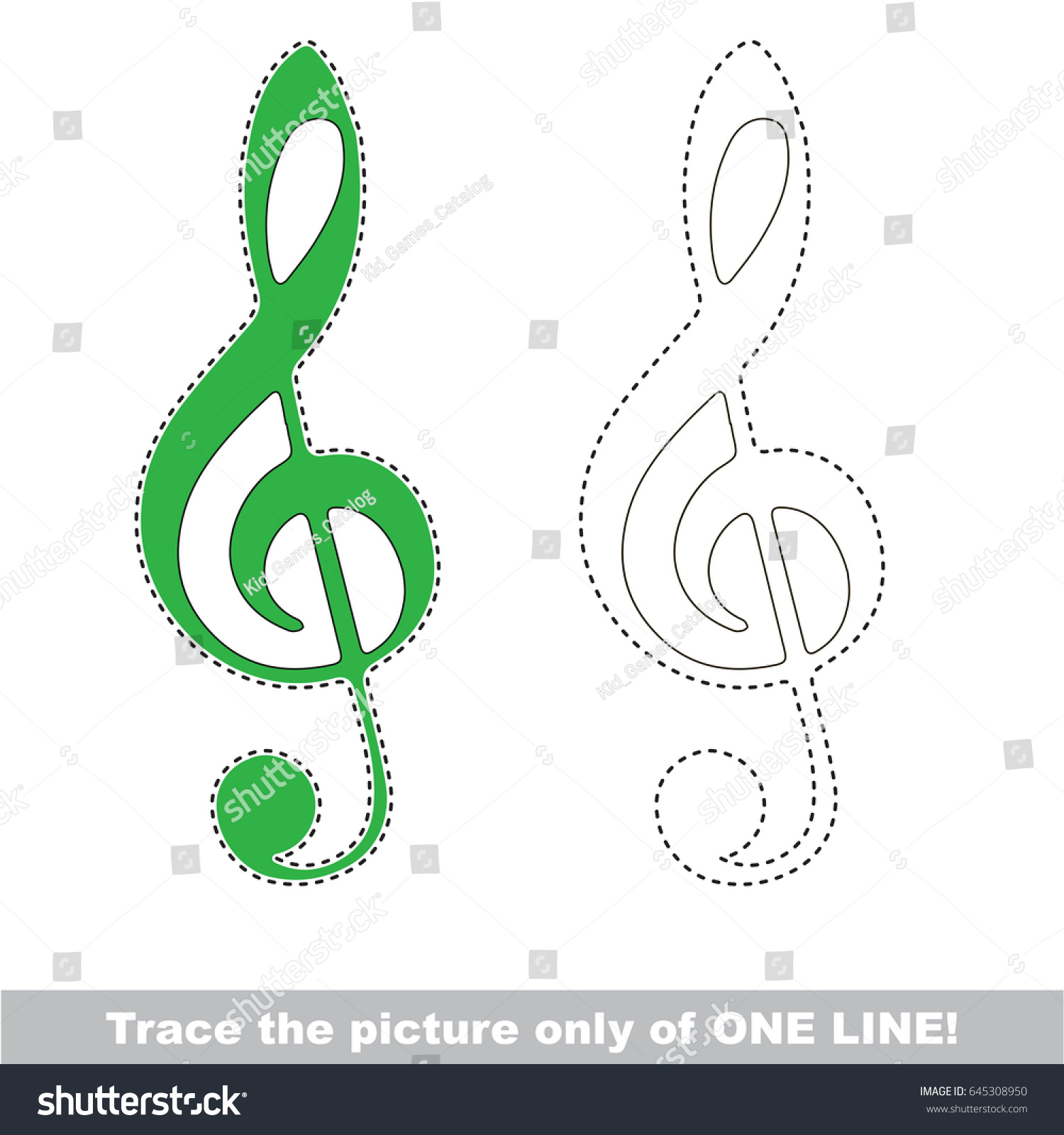 Green treble clef dot dot educational stock vector royalty free
