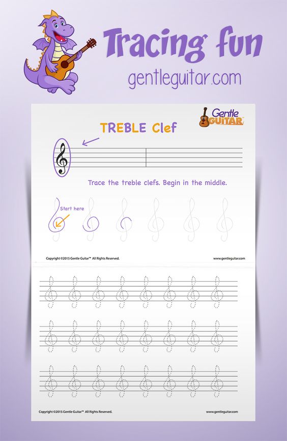 Tracing music symbols â the treble clef â gentle guitarâ