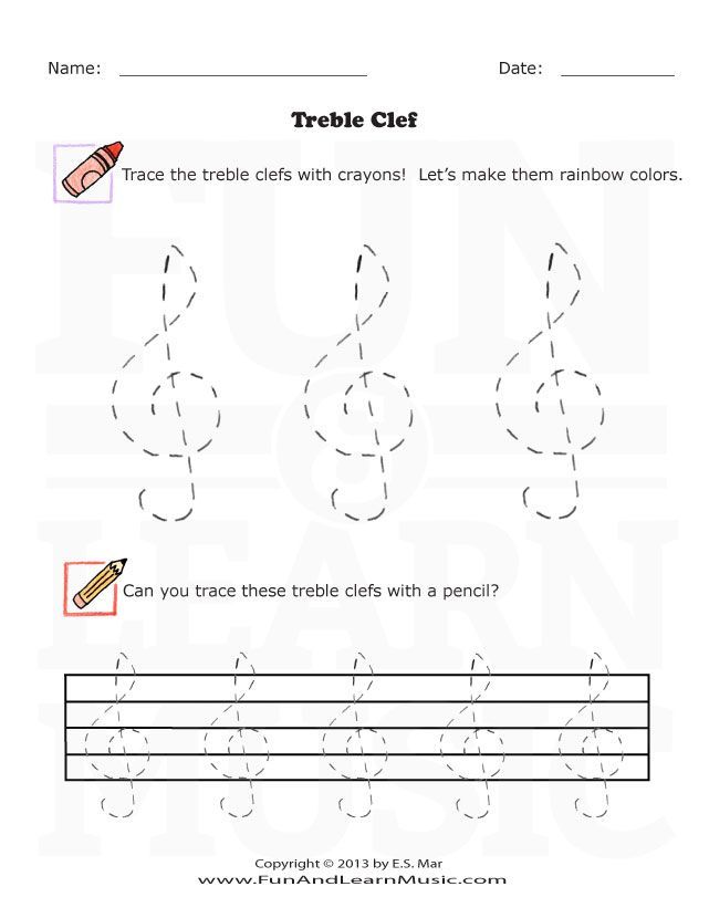 Treble clef tracing music notes worksheets for spring anastasiya d music theory worksheets music worksheets preschool music