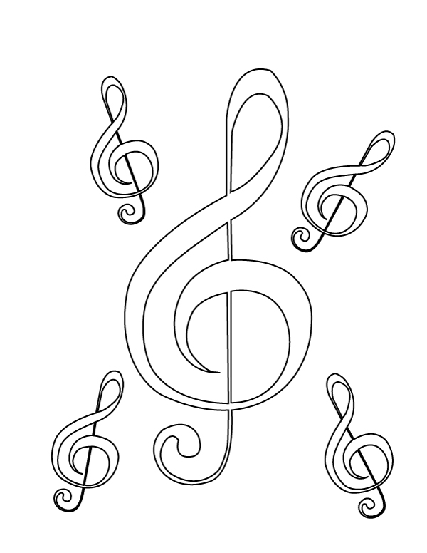 Printable treble clef coloring page