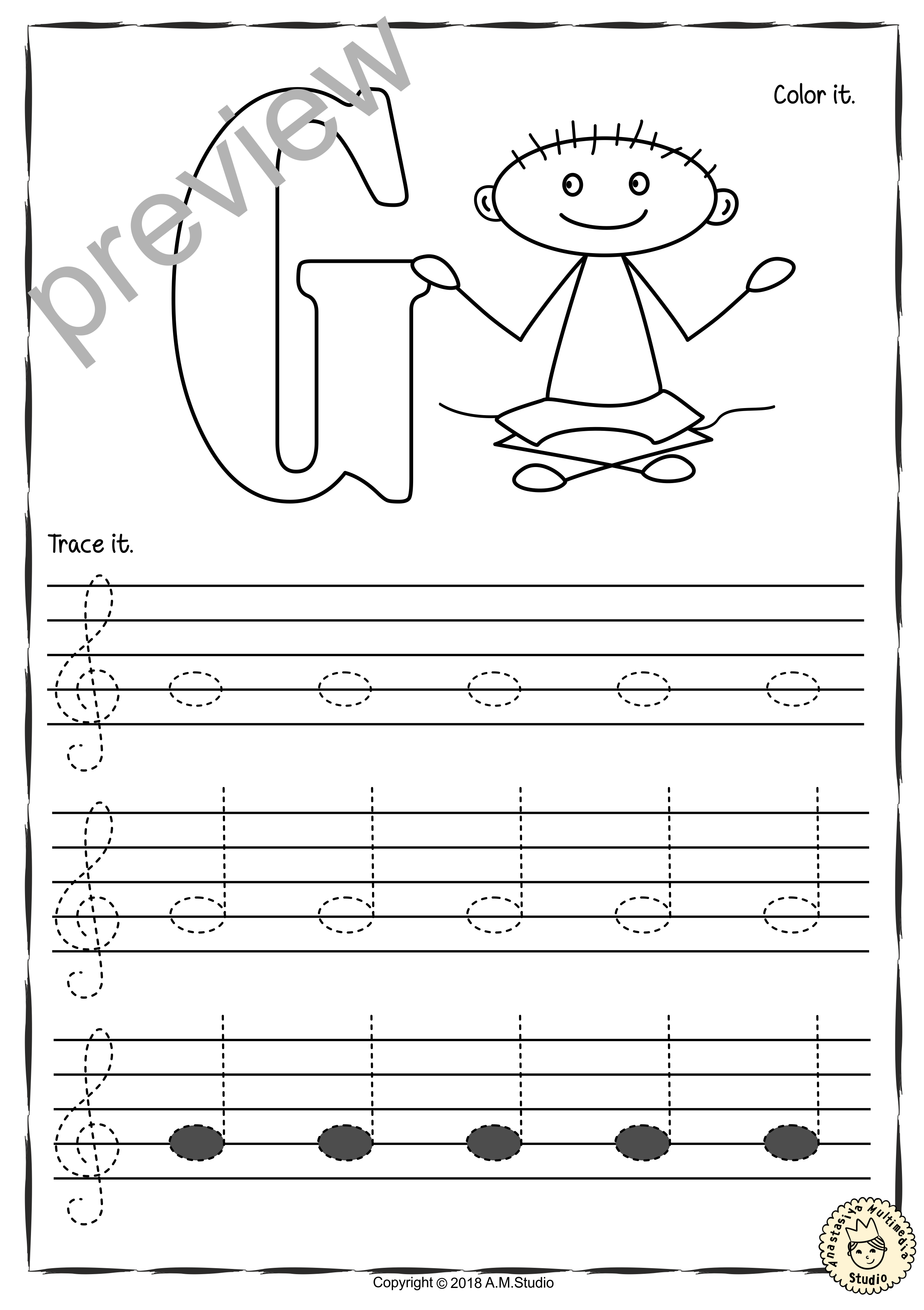 Treble clef notes tracing music worksheets for kids drawing notes practice music worksheets music lessons for kids music theory worksheets