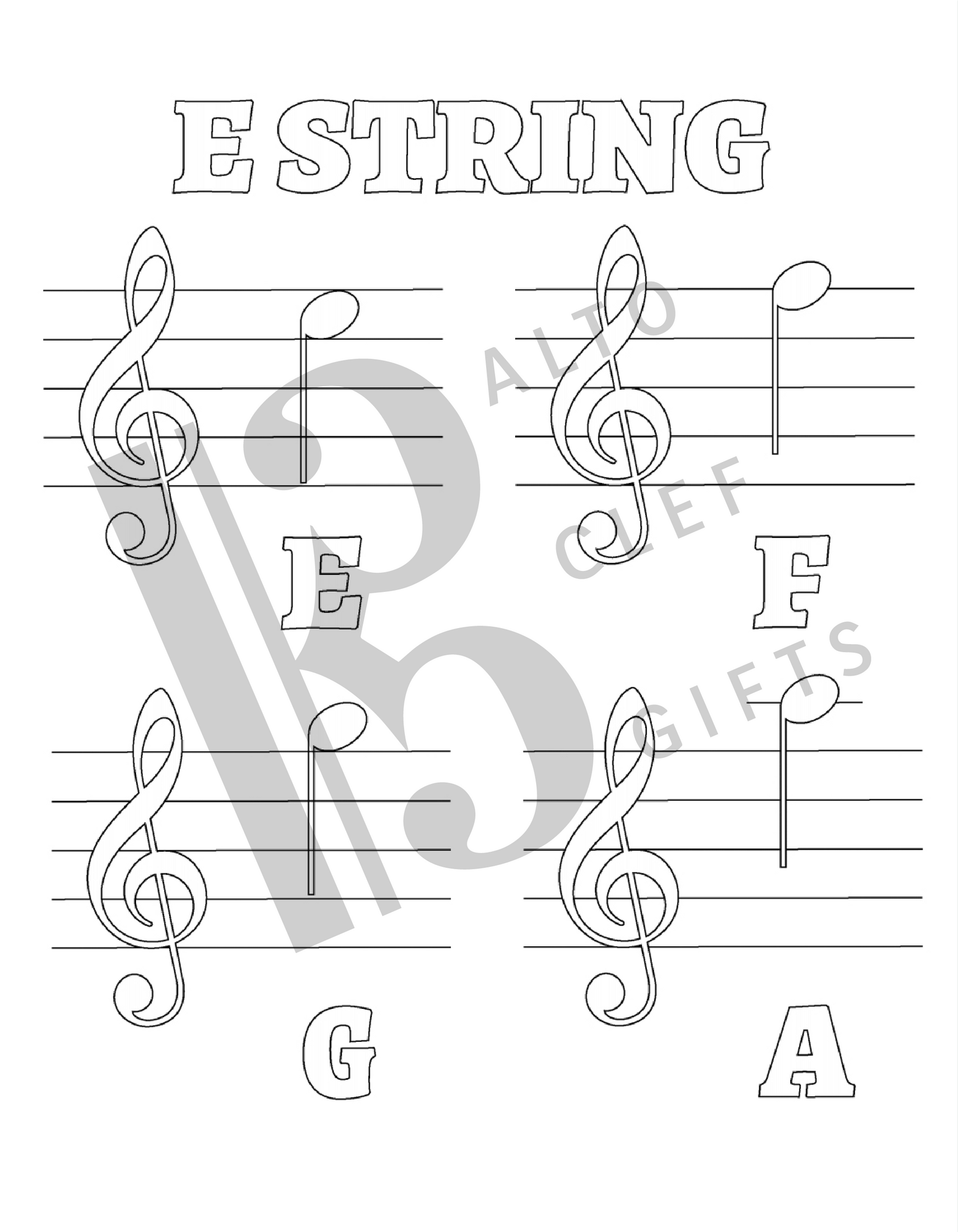 Note reading coloring pages digital download