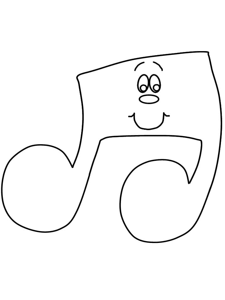 Cute music note coloring page