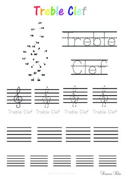 Treble and bass clef tracing worksheet by music maker by dk music production