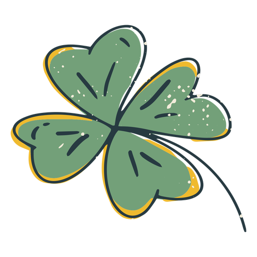 Diseão png y svg de trazo de color de trãbol de cuatro hojas para camisetas