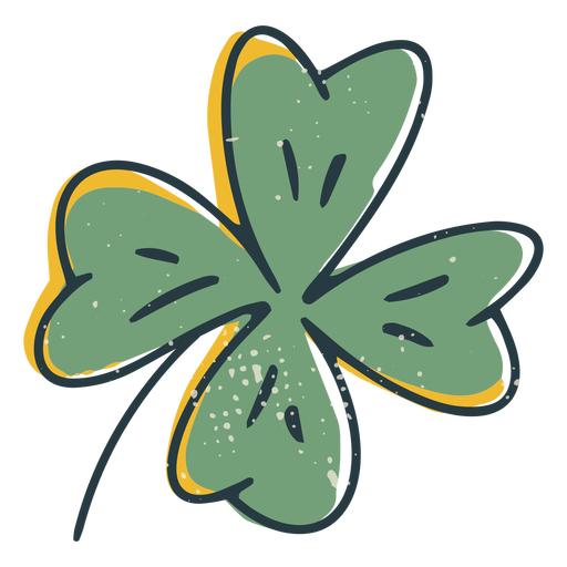Diseão png y svg de trazo de color de trãbol de cuatro hojas de la suerte para camisetas