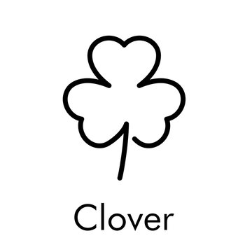 Logotipo abstracto con texto clover con trãbol lineal de hojas en color negro vector