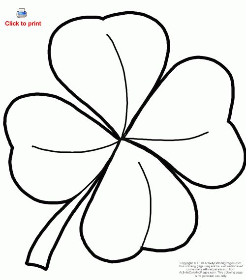 Four leaf clover coloring page st patricks day holidays activity coloring pages hojas para colorear trãbol de cuatro hojas trãboles