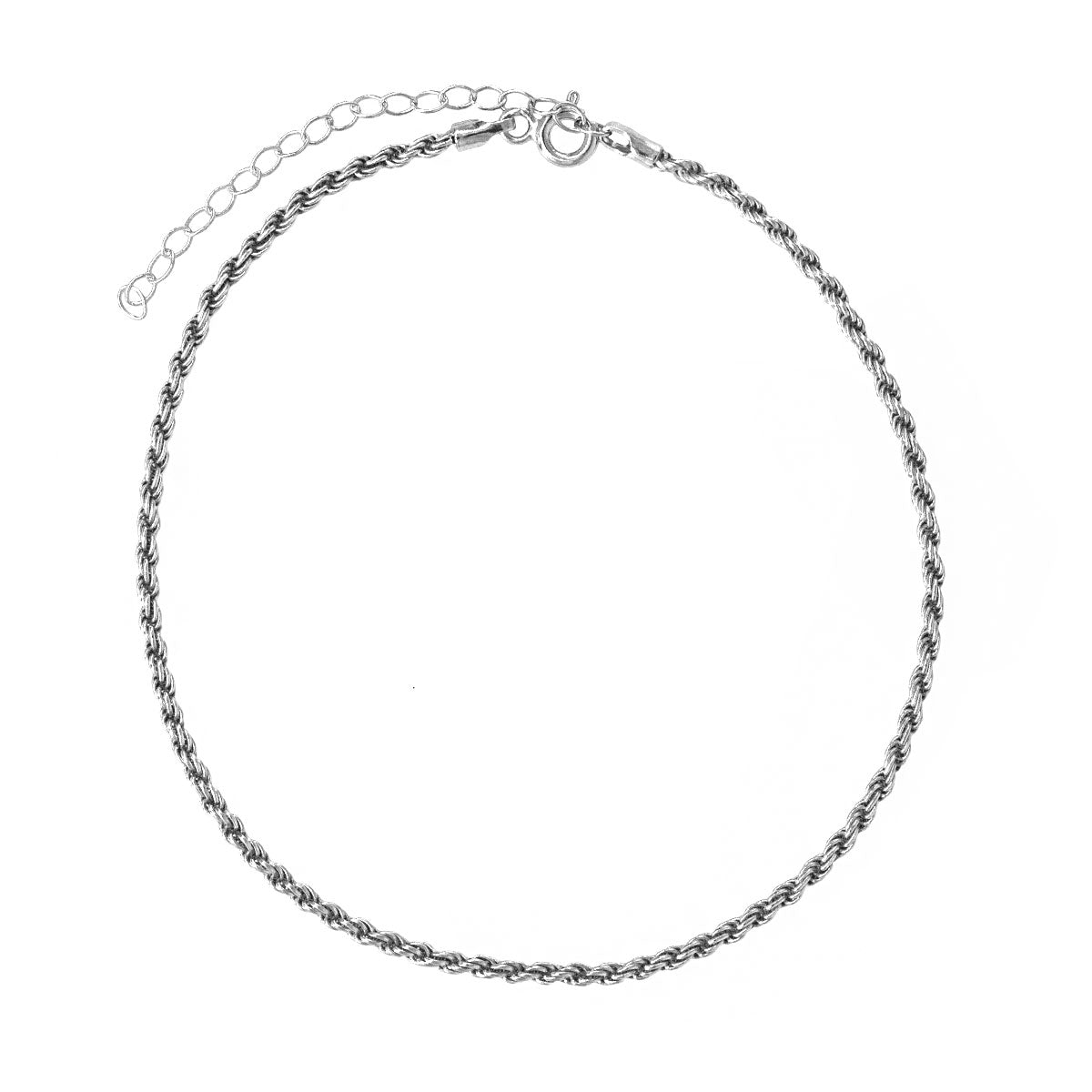 Silver anklet bracelet with braided chain anklets
