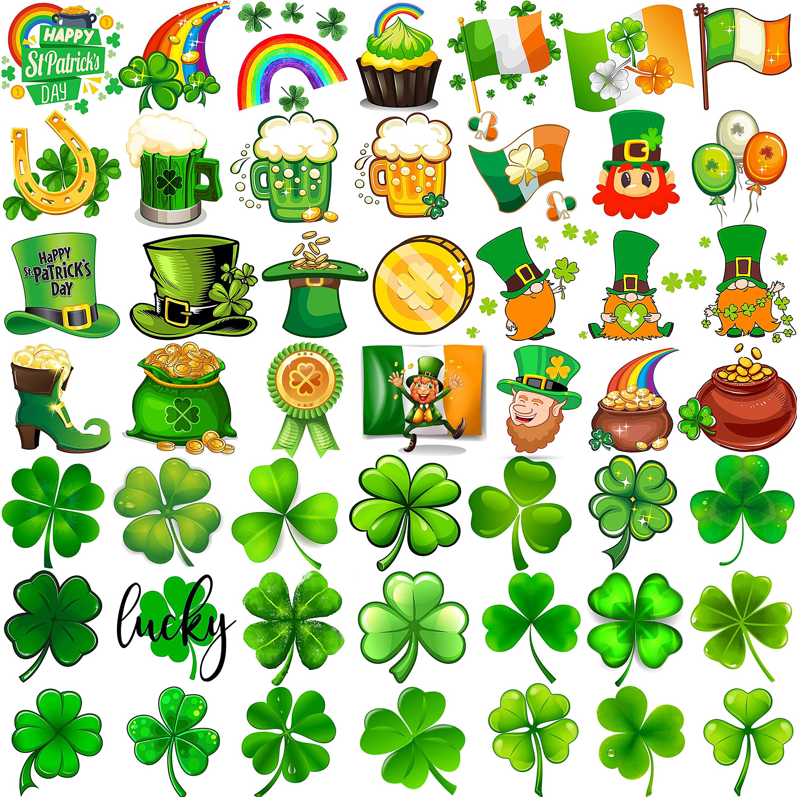 Egmbgm pcs st patricks day tattoos stickers for kids women men d green shamrock temporary tattoos st patricks day irish party favor saint patricks day accessories lucky clover tattoos