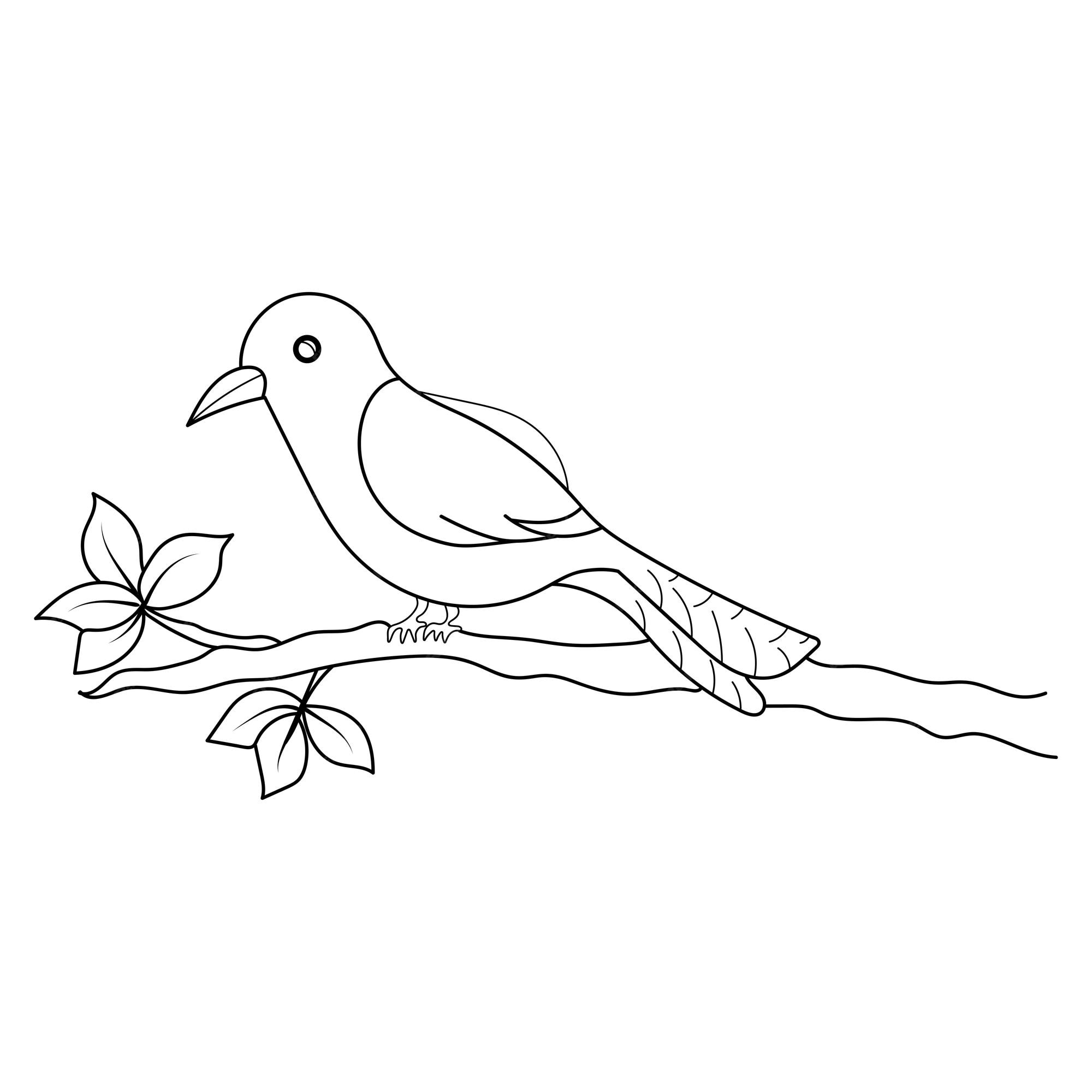 Premium vector kids coloring pages cute bird sit on tree branch character vector illustration eps and image