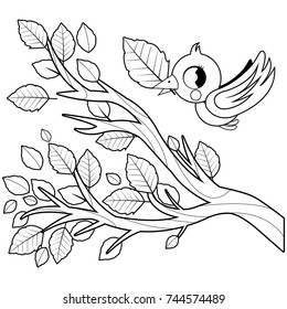 Bird autumn flying tree branch dry stock vector royalty free