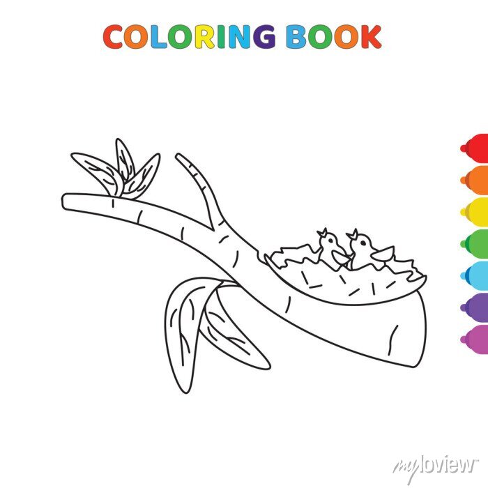 Cute cartoon tree branch coloring book for kids black and white fototapeta â fototapety vinätace charakter vzor