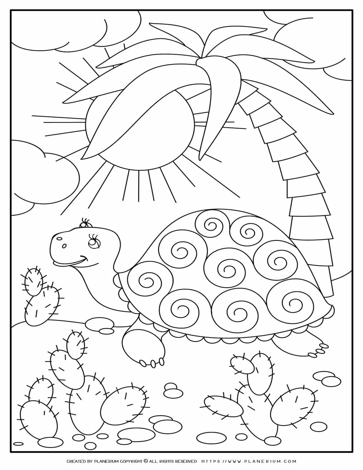 Turtle and palm tree