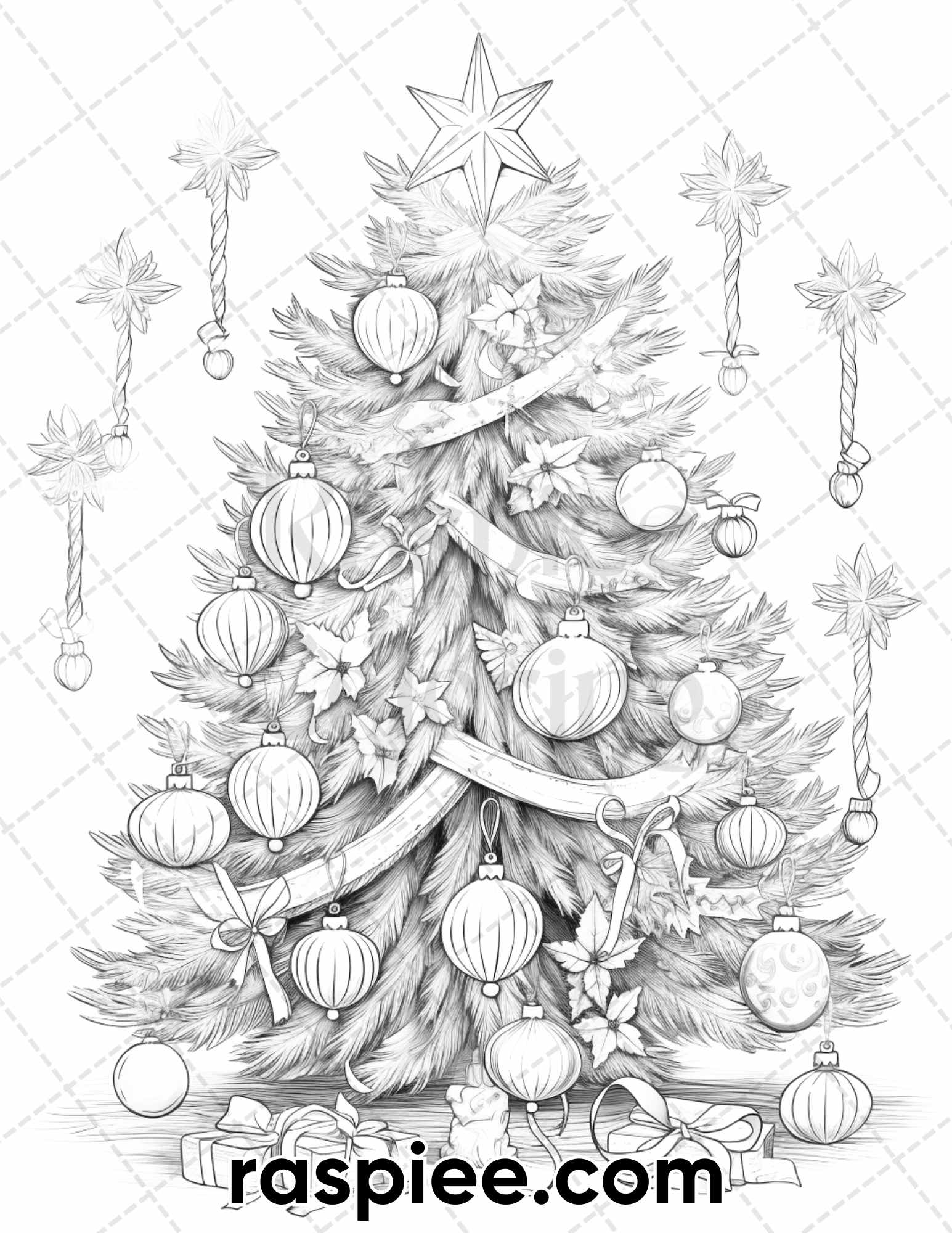Christmas tree grayscale coloring pages for adults printable pdf i â coloring