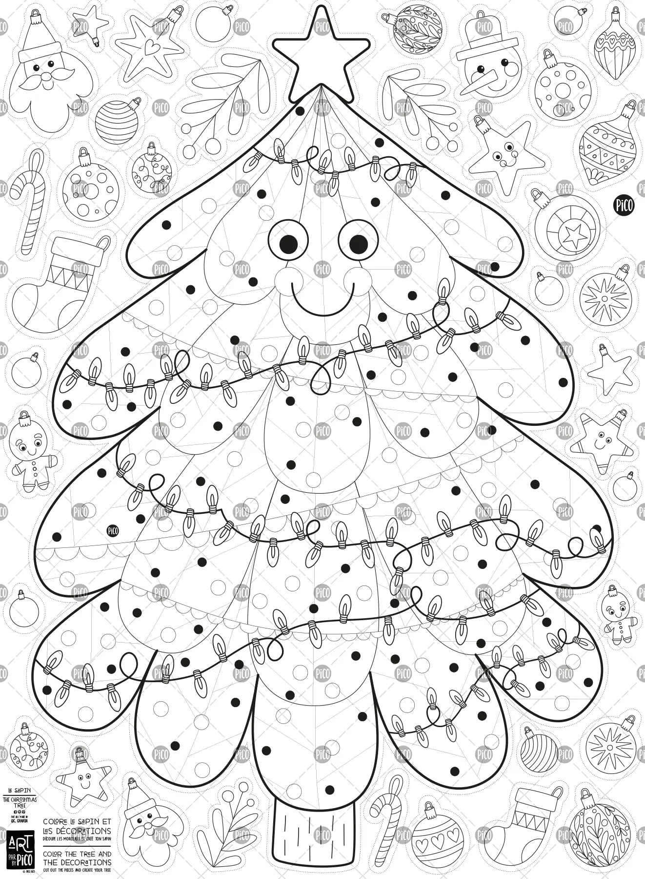 Giant christmas tree coloring poster pico tatoo
