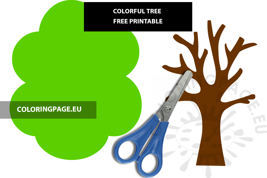 Colorful tree to cut out coloring page