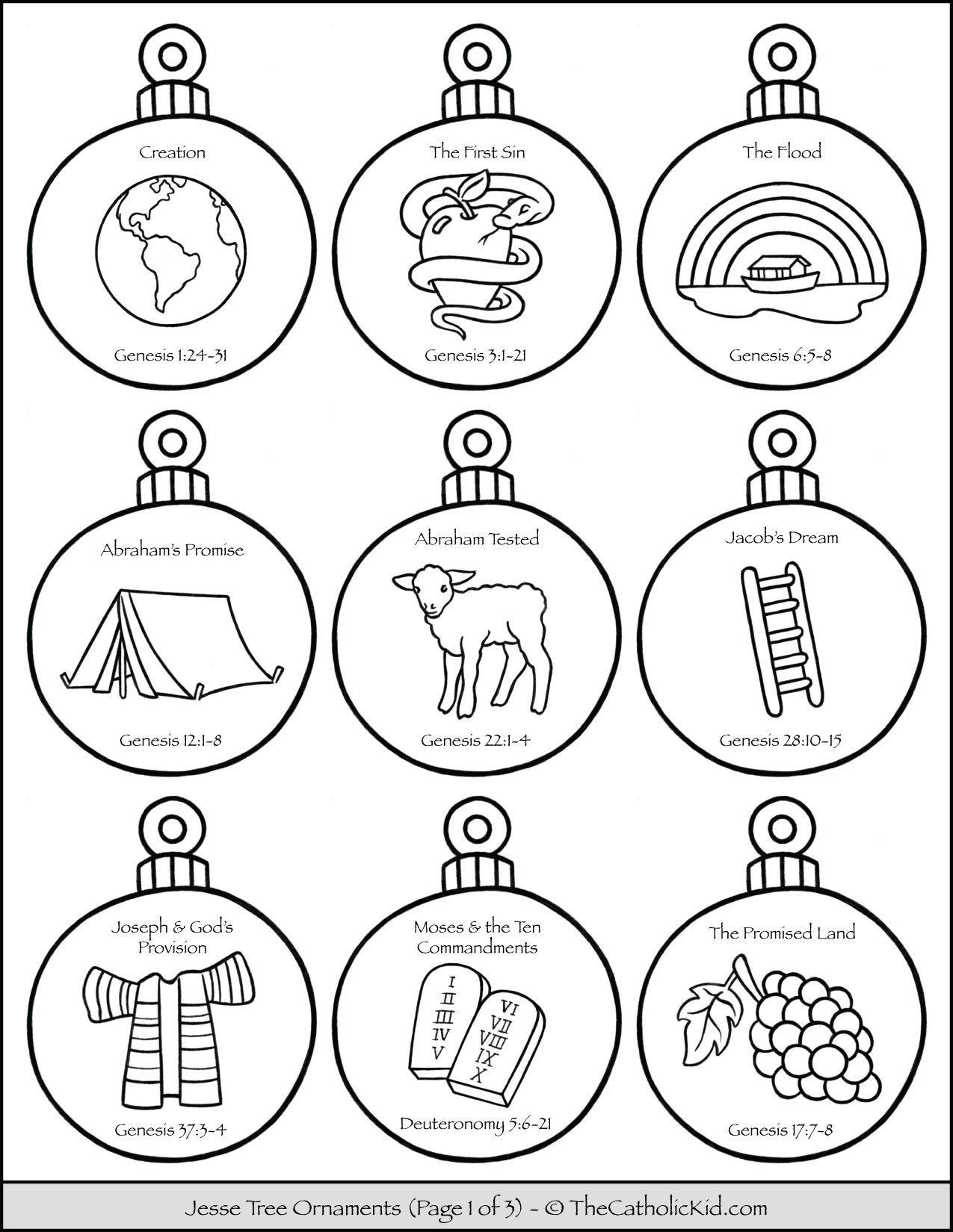 Jesse tree ornaments printable coloring page