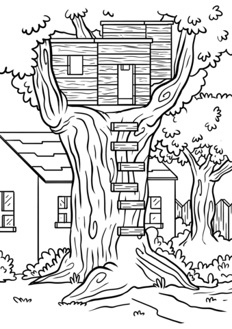 Treehouse coloring page free printable coloring pages