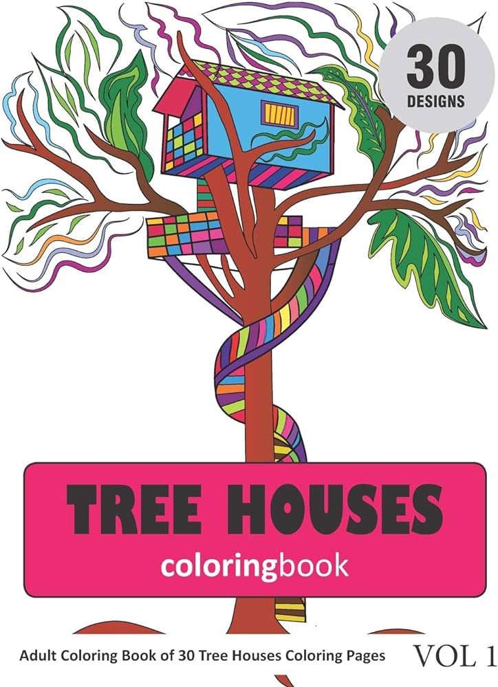 Tree houses coloring book coloring pages by rai sonia