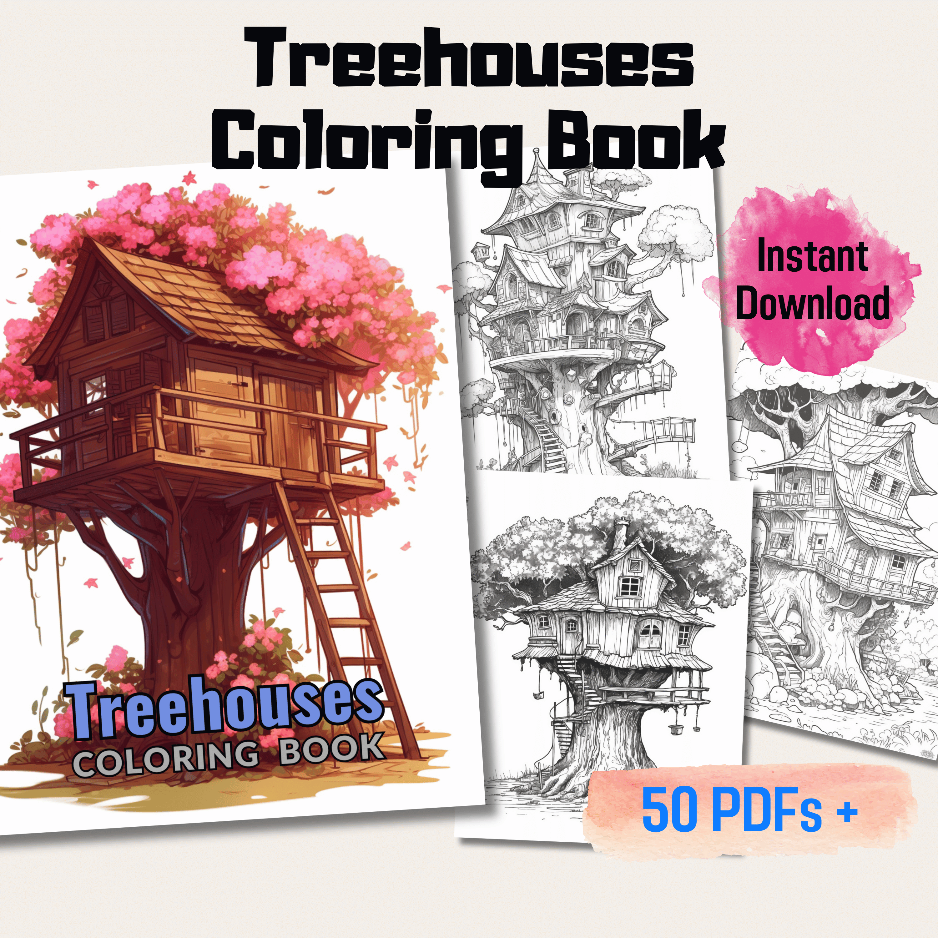 Pages enchanted treehouse coloring book instant download printabl â funny print for you