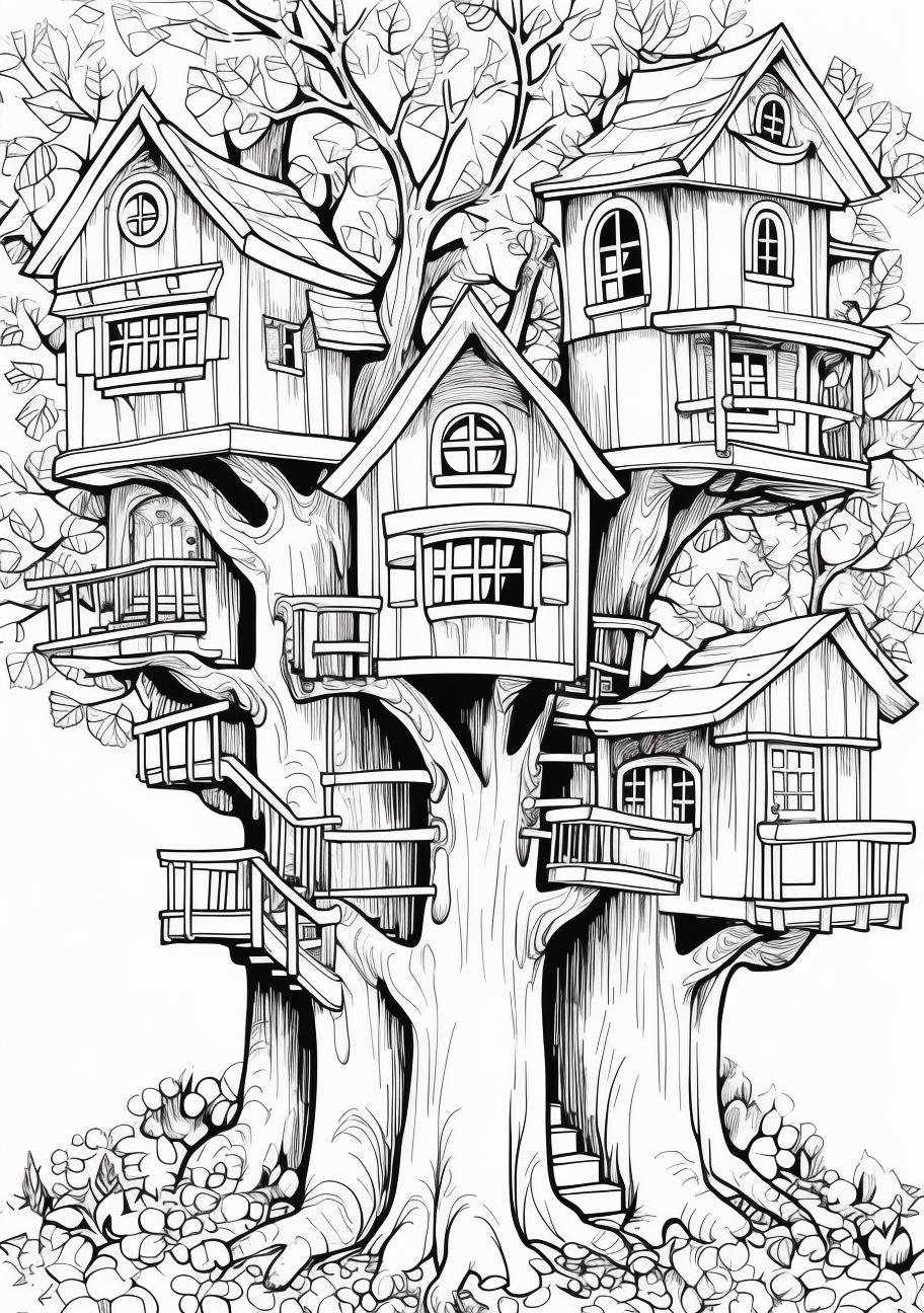 Forest fantasy whimsical treehouses