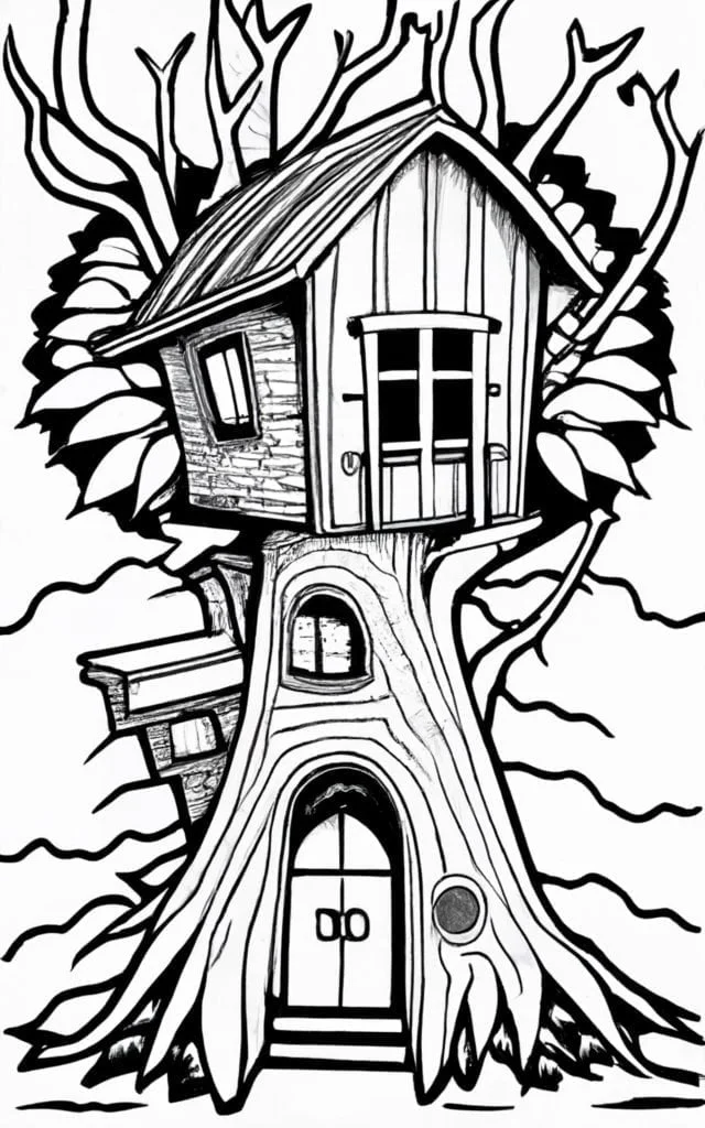 Coloring pages of tree houses free download