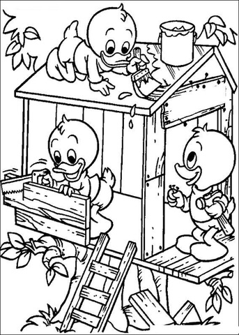 Building a tree house coloring page free printable coloring pages