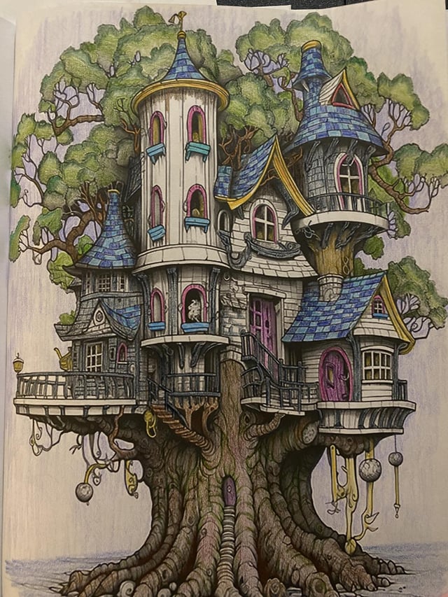 Tree house wip from maeves cozy halloween coloring book rcoloring
