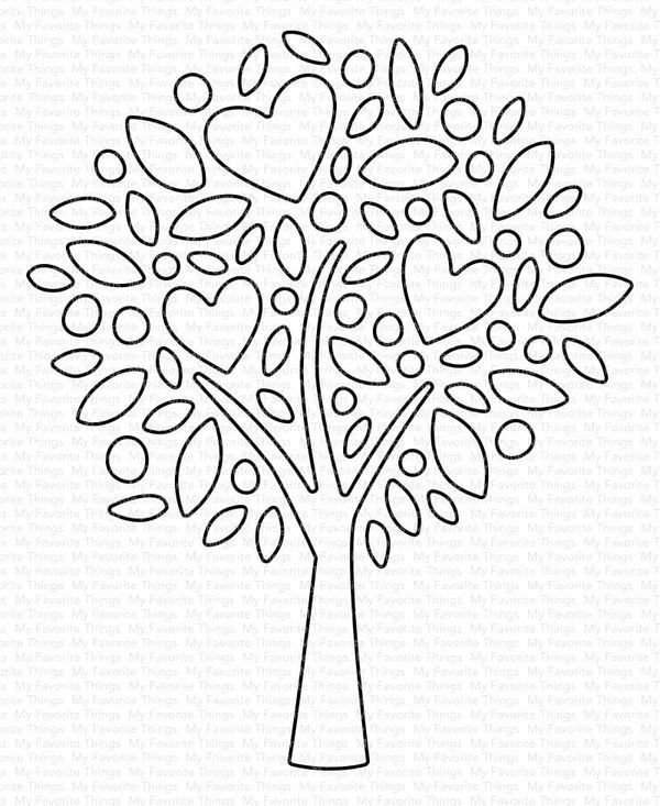 Awesome tree coloring page heart tree embroidery patterns coloring pages