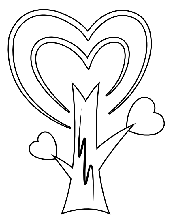 Printable heart tree coloring page