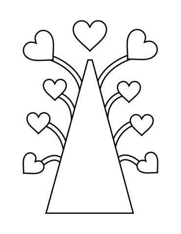 Valentines day love tree coloring page free printable coloring pages