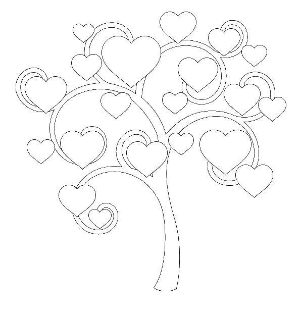 Online coloring pages coloring page tree with hearts family tree download print coloring page