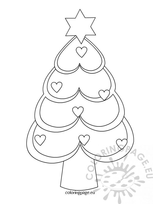 Christmas tree hearts coloring page coloring page