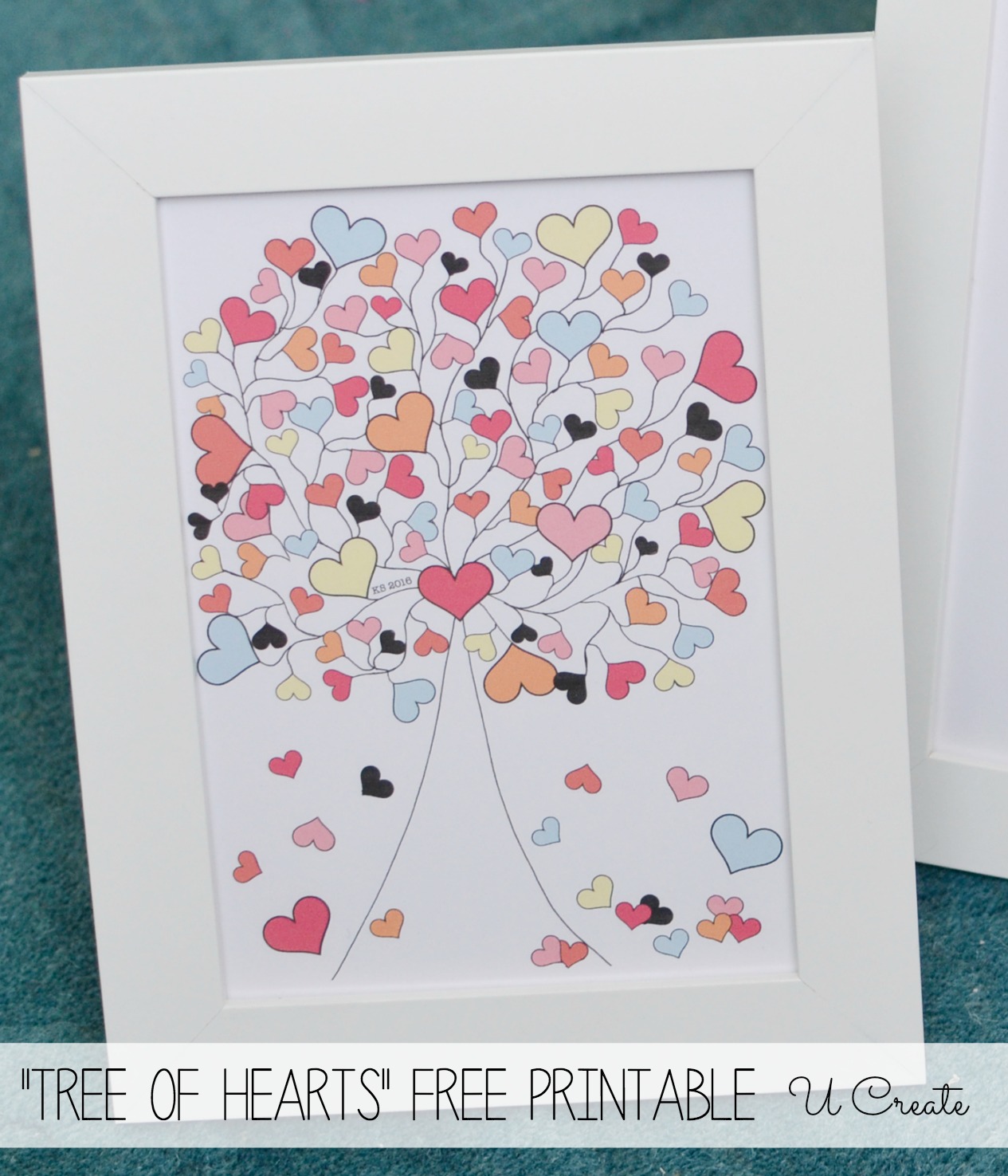 Valentine conversation heart tree coloring pages