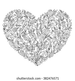 Coloring page flower heart st valentines stock illustration