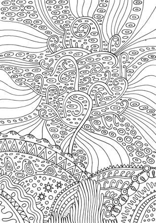 Rainbow tree of life surreal fantasy psychedelic coloring page for adults vector illustration royalty free svg cliparts vectors and stock illustration image