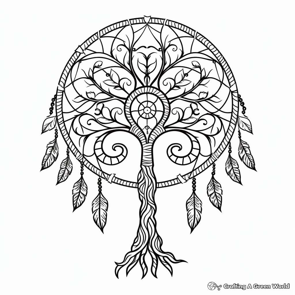 Dream catcher for adults coloring pages