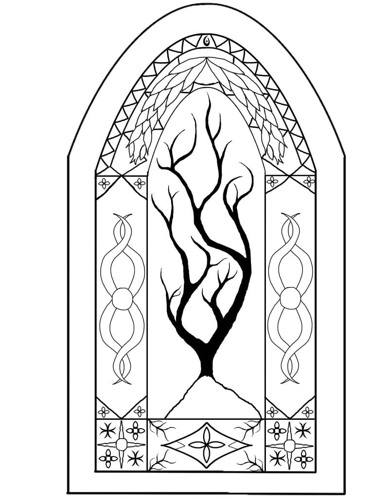 Printable stained glass pattern coloring page