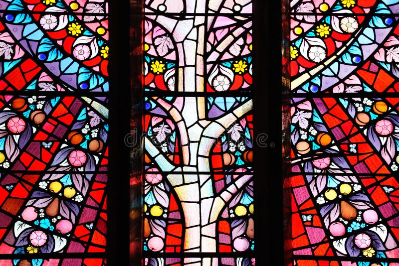 Tree life stained glass window stock photos