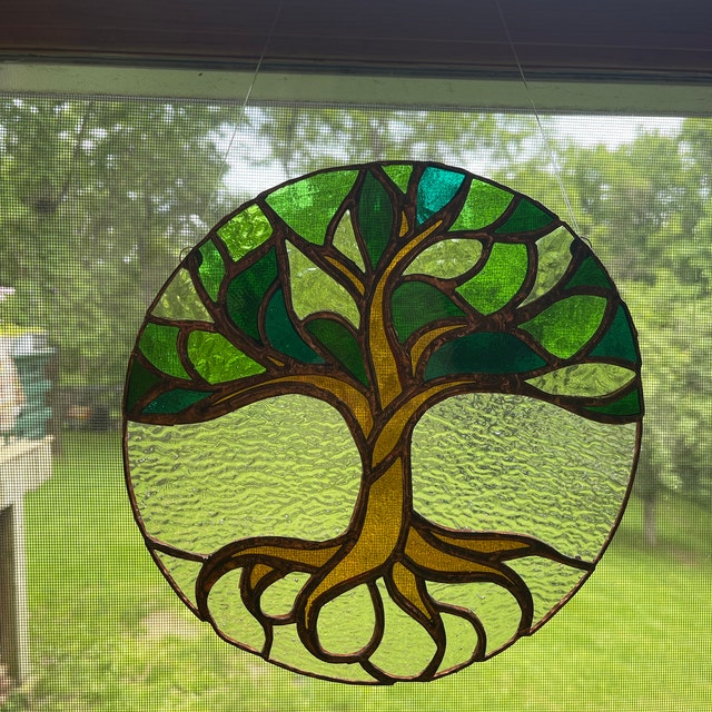 Tree of life stained glass pattern pdf jpg svg png and psd digital file stained glass tree suncatcher digital pattern