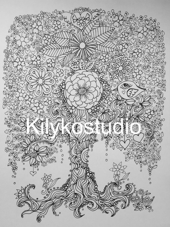 Tree of life coloring page instant download printable pdf art for coloring in