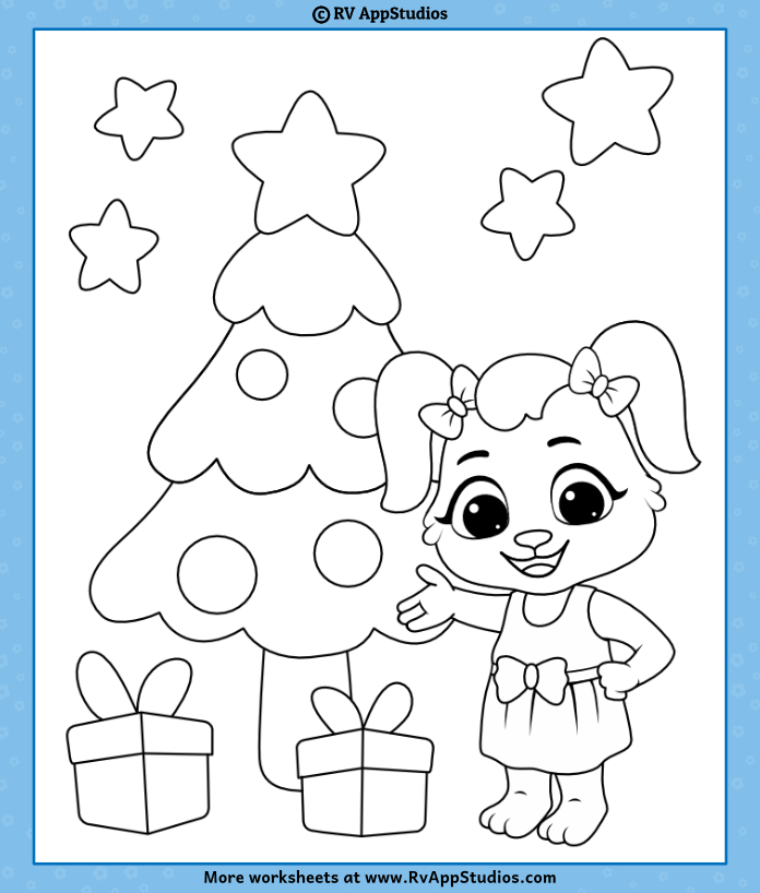 Christmas tree coloring pages for kids
