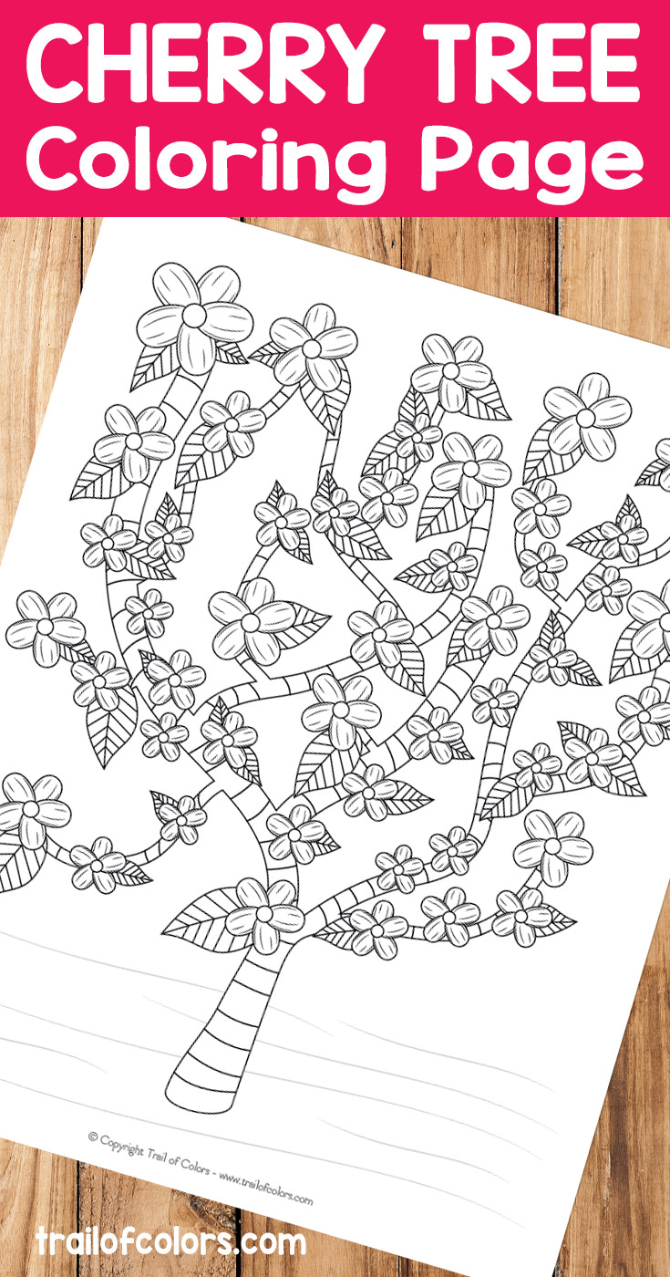 Free printable cherry tree coloring page