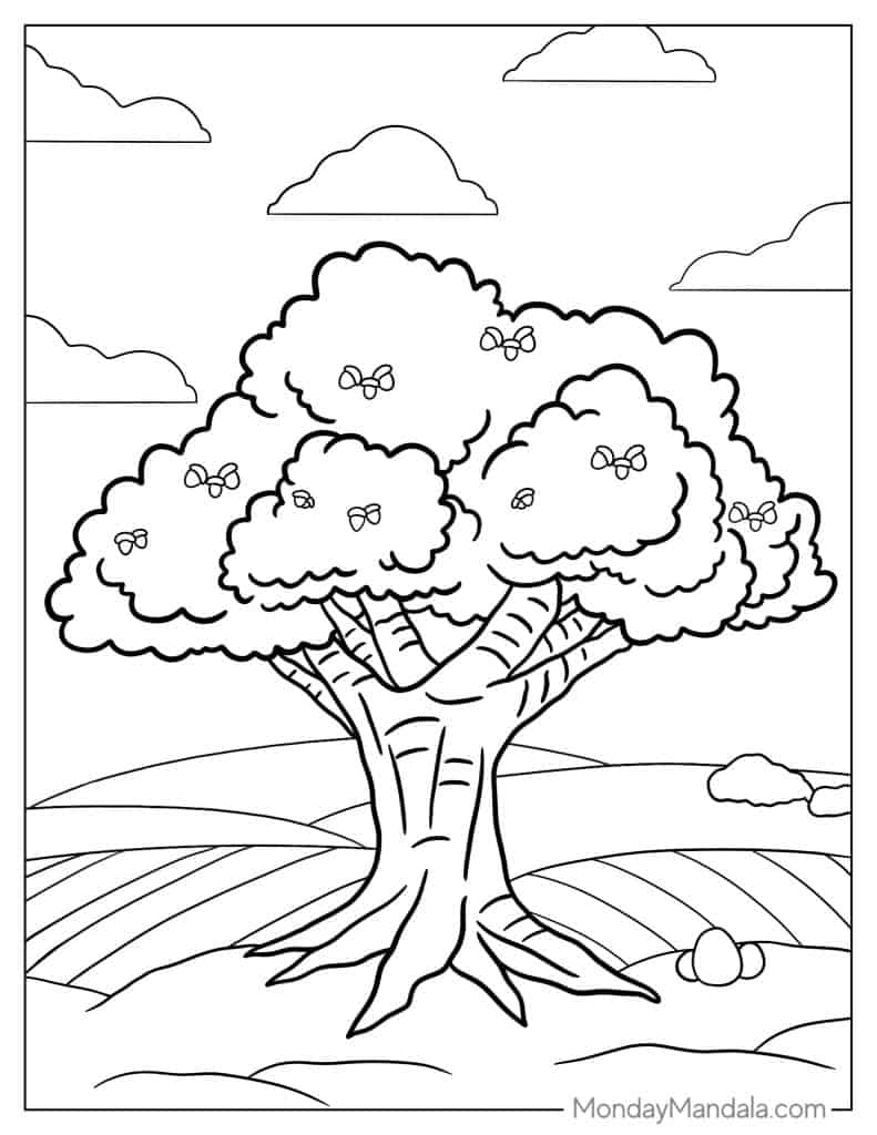 Tree coloring pages free pdf printables