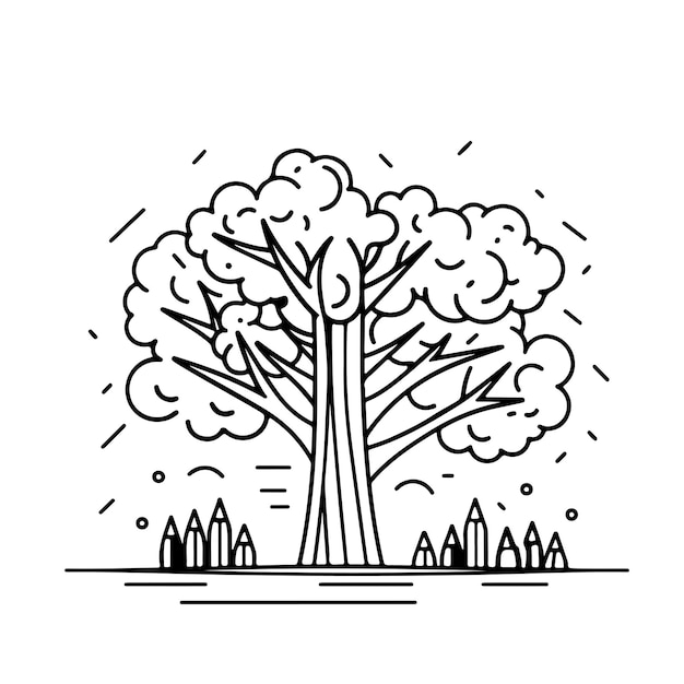 Page tree clipart black white images
