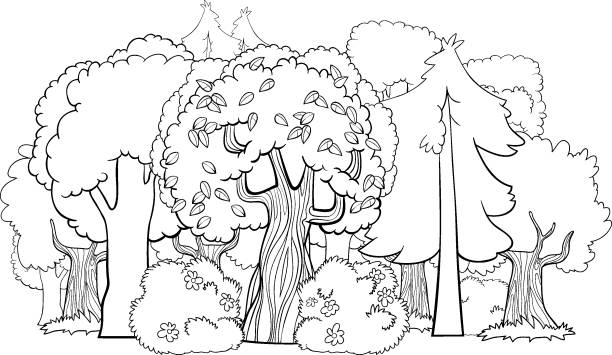 Tree trunk coloring page stock illustrations royalty