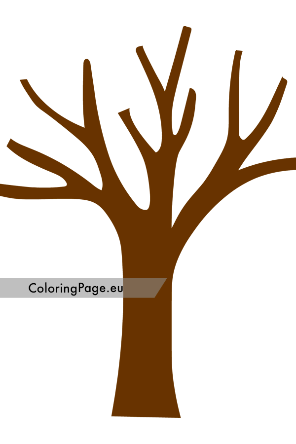 Brown tree without leaves coloring page
